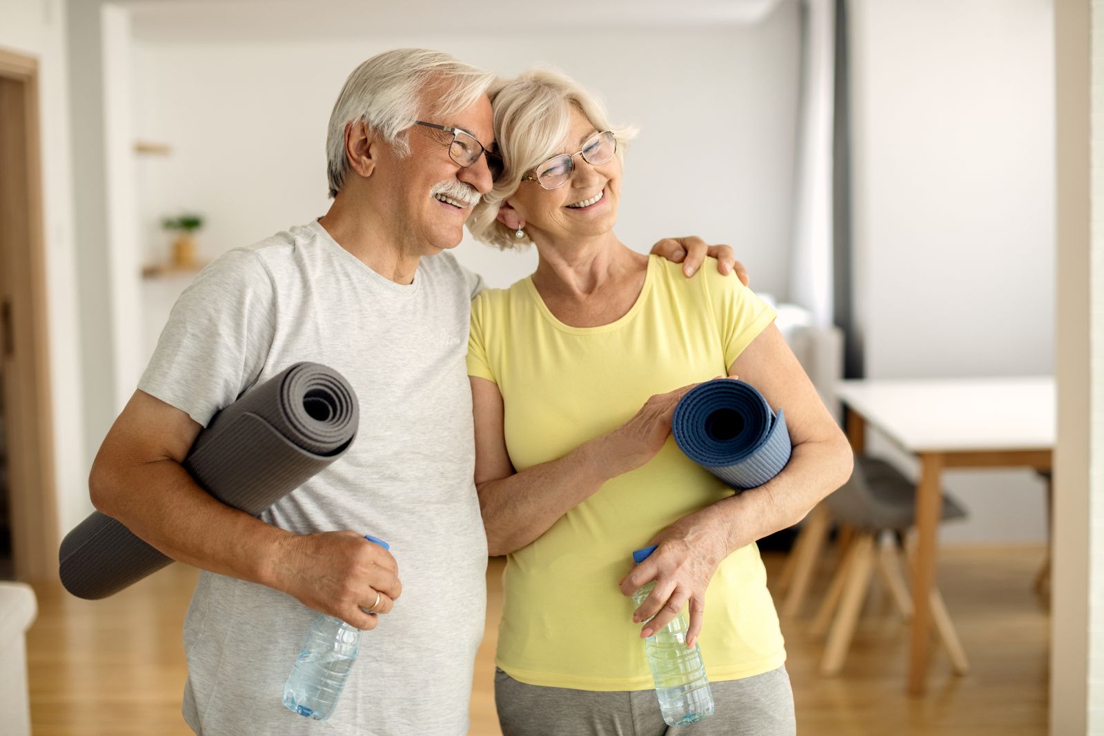 Senior couple monitoring indoor air quality